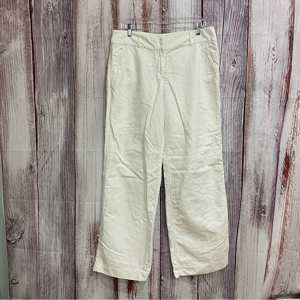 White J Crew Linen Wide Leg Pants Women's Size 12 #5084